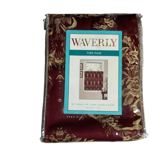 Waverly Home Classic Curtain Valance Maroon Merlot Floral Cream Stripes NEW - Picture 1 of 3